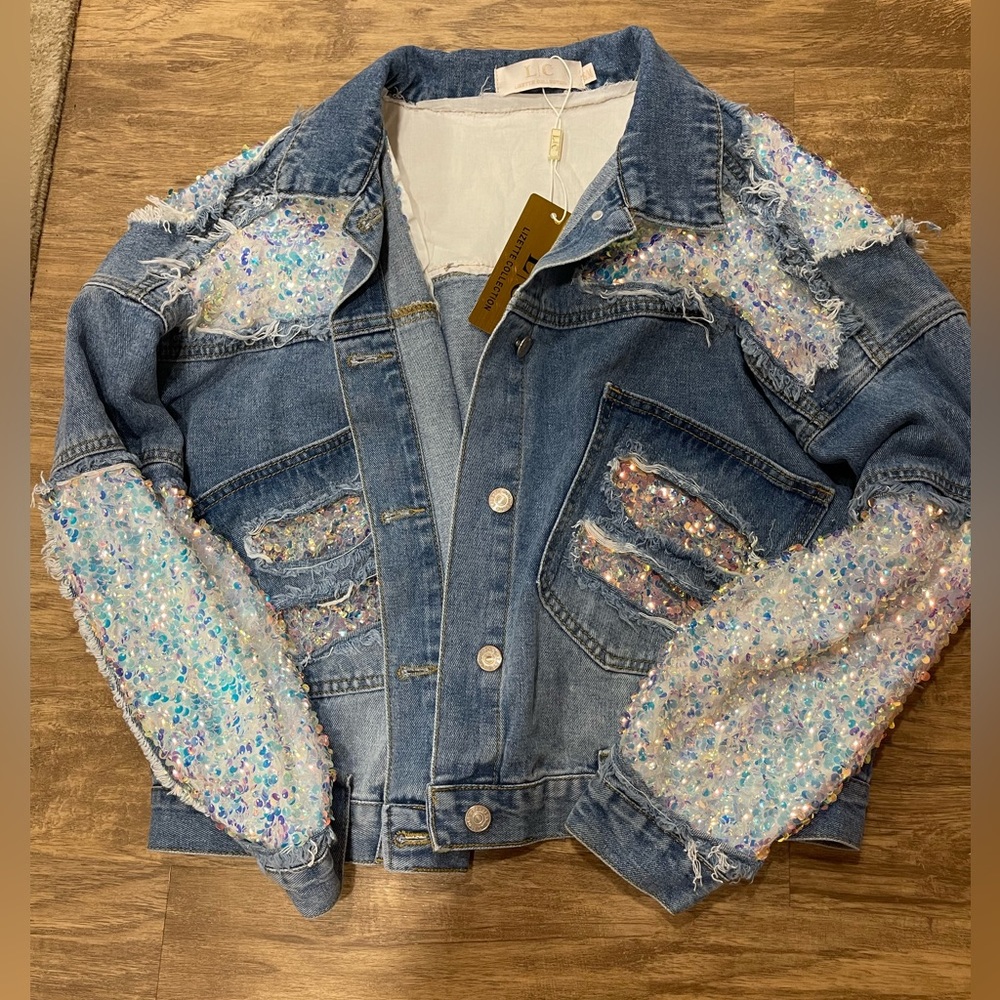 Sequins denim jean jacket